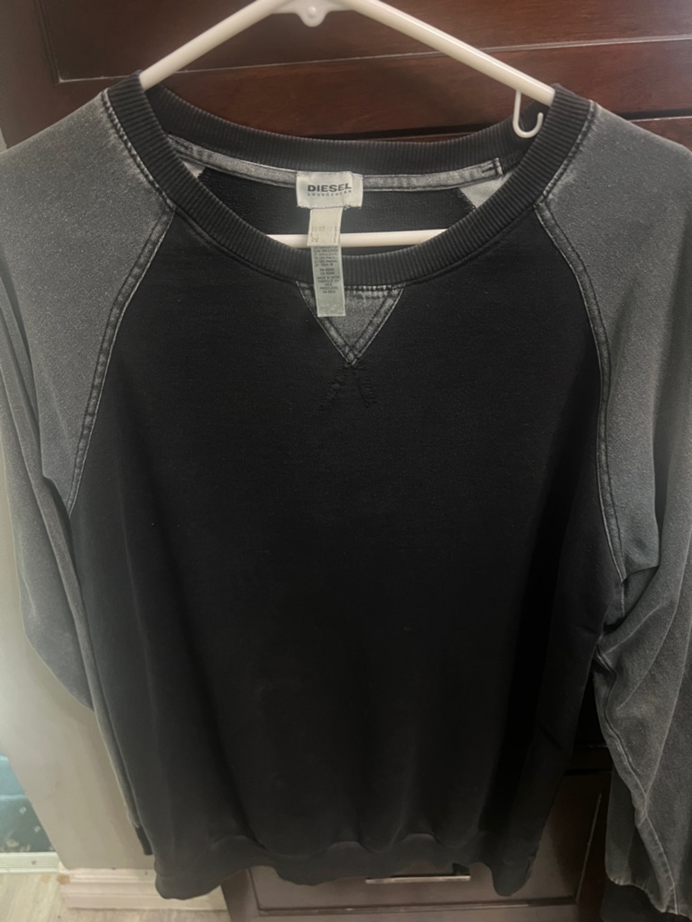 Diesel Black Body with Charcoal Raglan Sleeve Sweatshirt